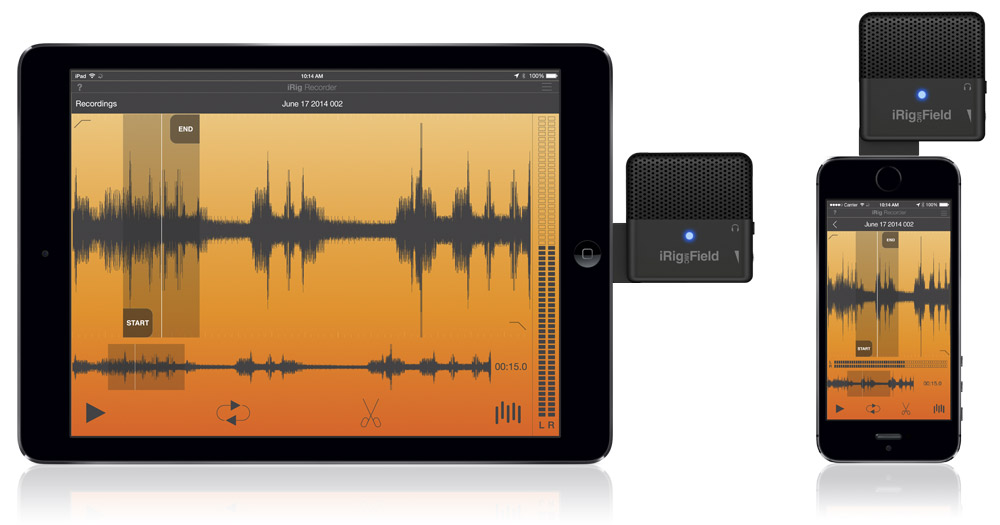 Lightning端子に接続できる小さな高性能ステレオマイク、iRig