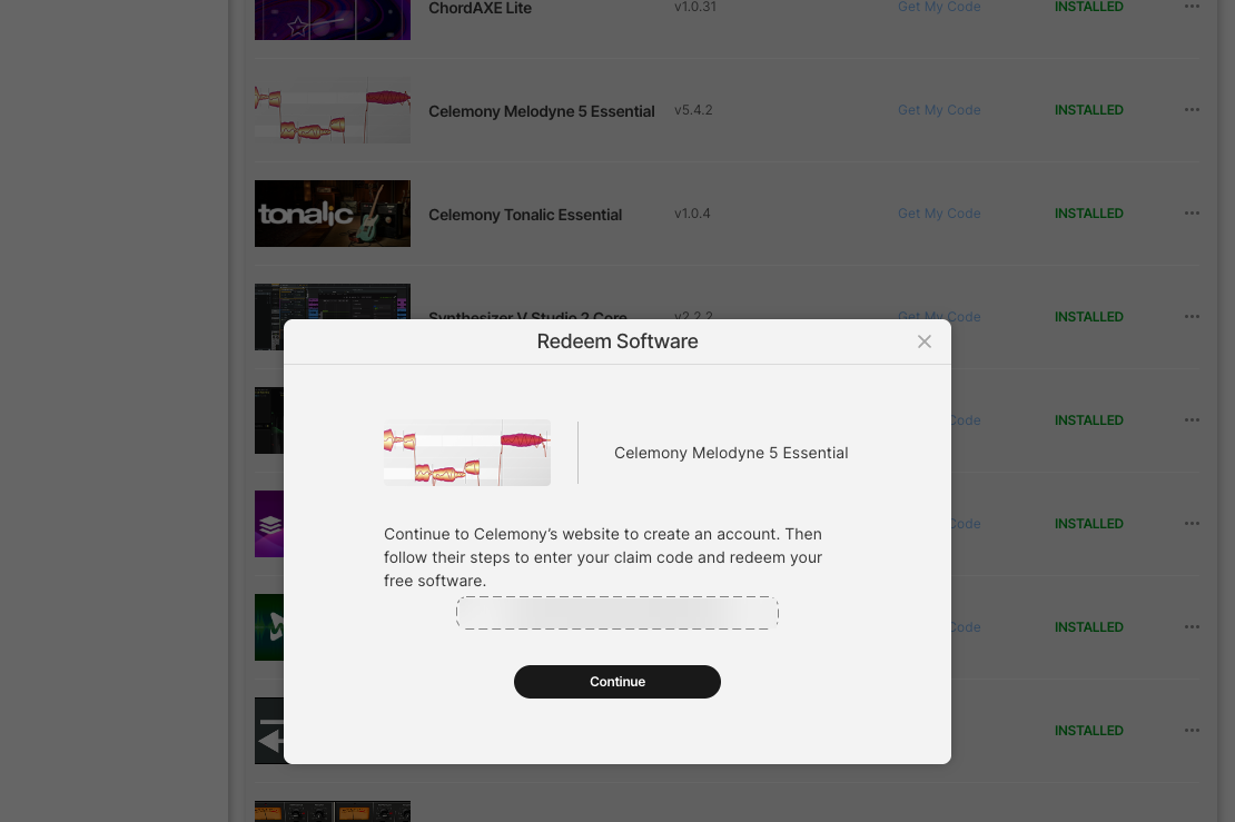 UA ConnectのGet My Codeでコードを取得し、Celemonyのサイトでアクティベーションする